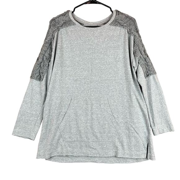 Evys Tree Womens Sweatshirt Gray Pullover Consuelo in Platinum Cable Knit M - Picture 1 of 13